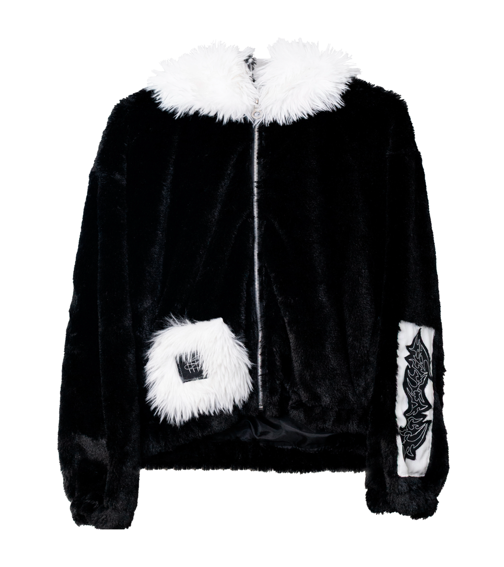 Chamarra Peluche Negra Delgada