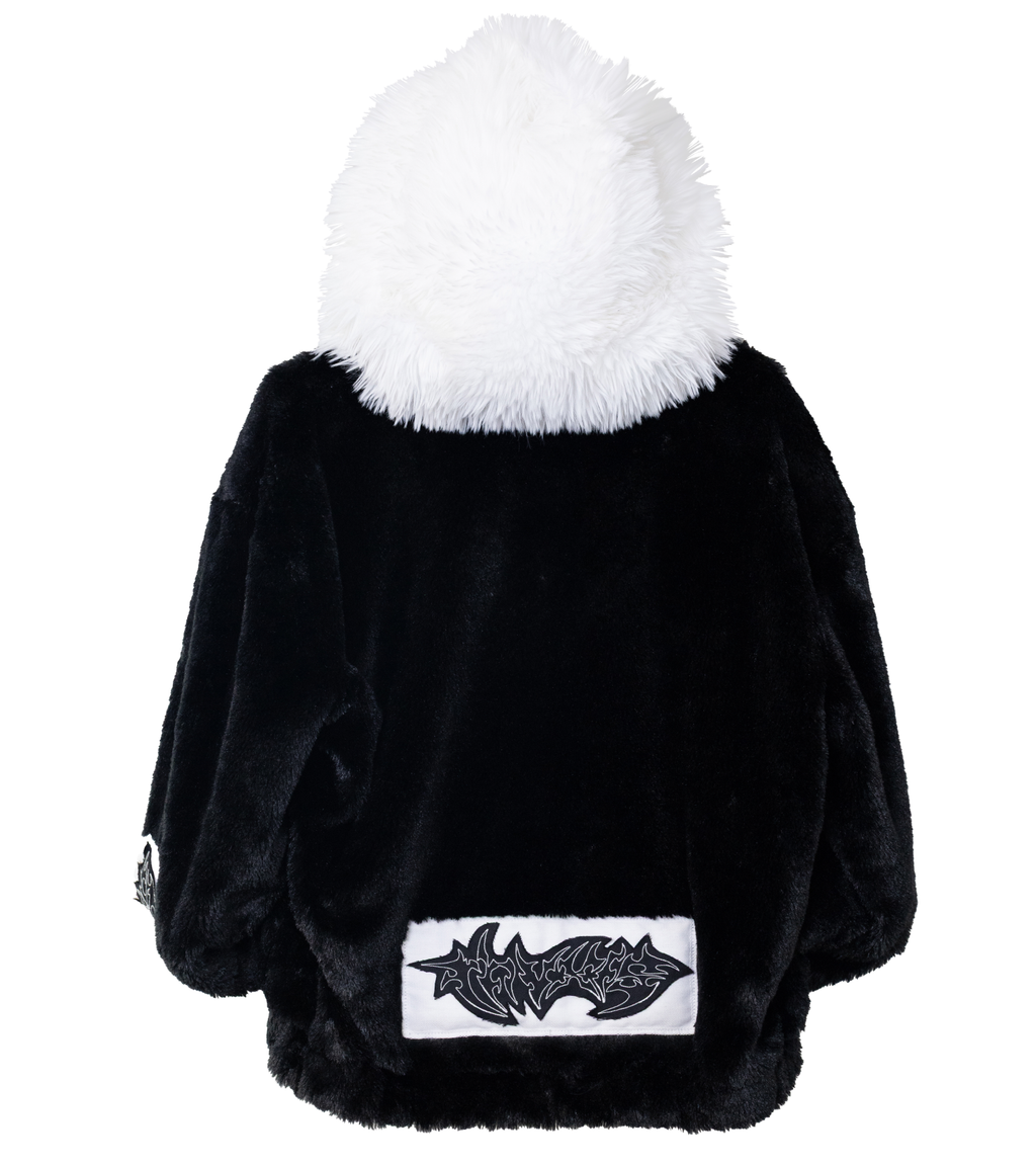 Chamarra Peluche Negra Delgada